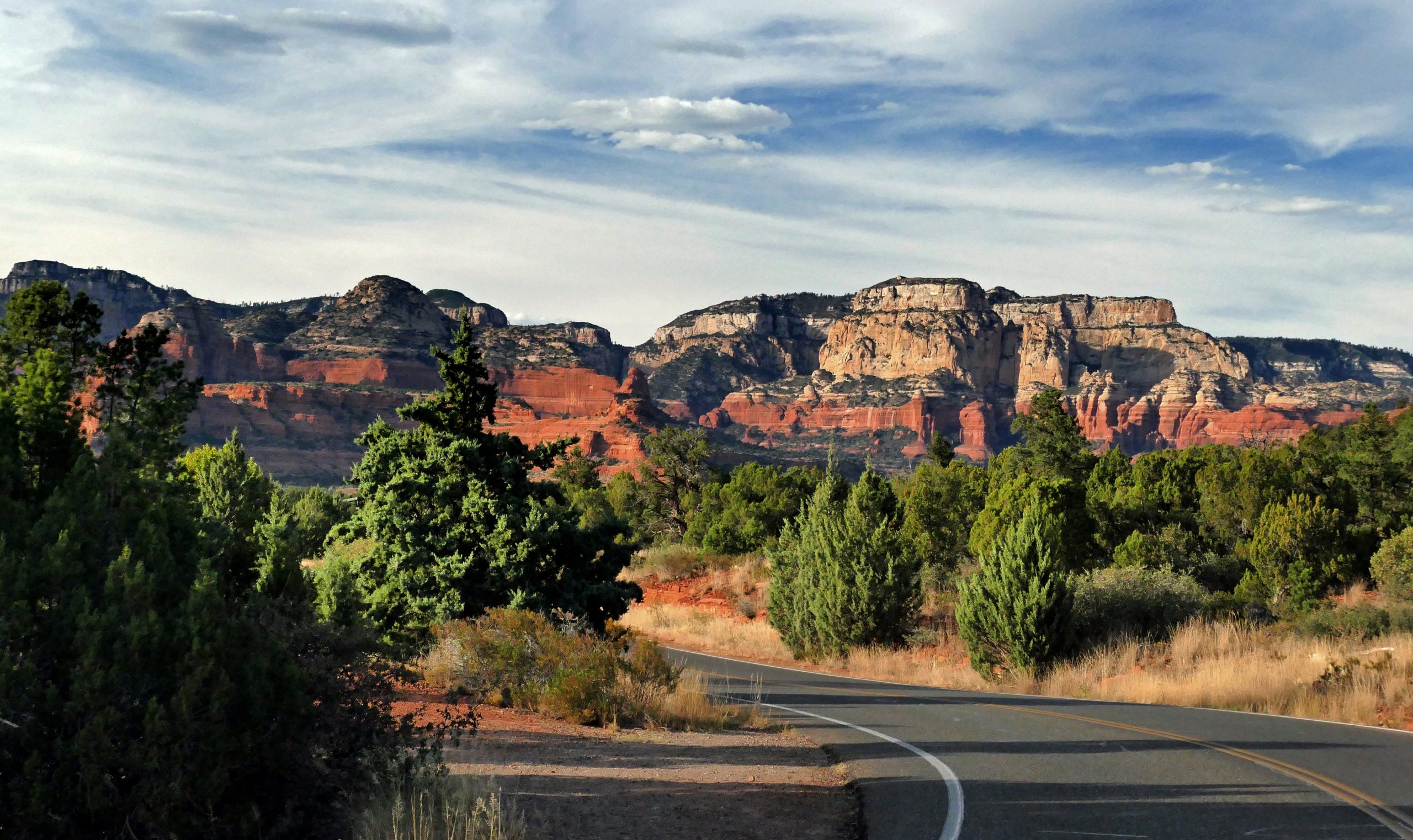 Scenic road and red rock formations near Sedona, Arizona, USA
