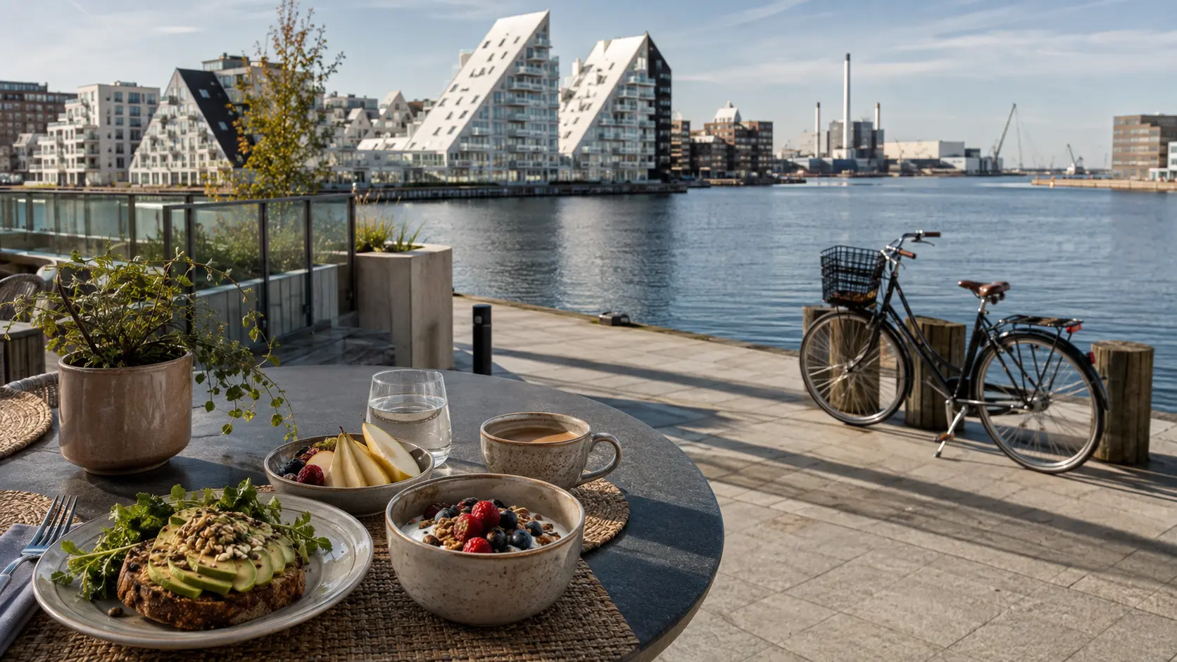 Modern waterfront architecture and harbour in Aarhus