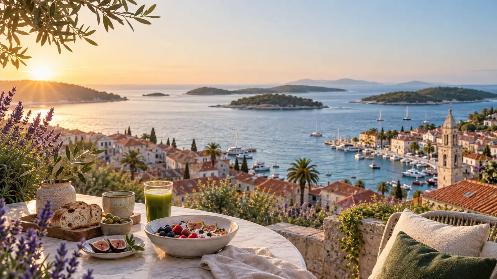 Hvar island lavender, Adriatic sea and a refined vegan breakfast at a Croatian coastal hotel