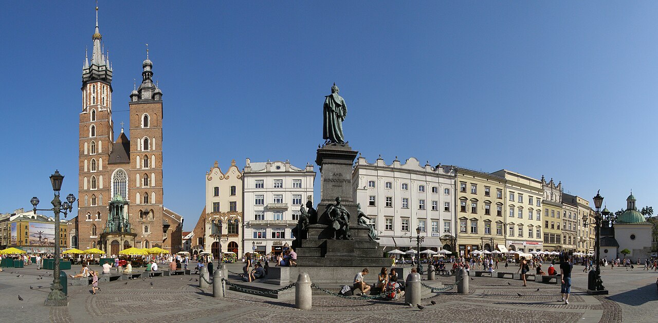 Krakow Main Market Square with St Mary's Basilica