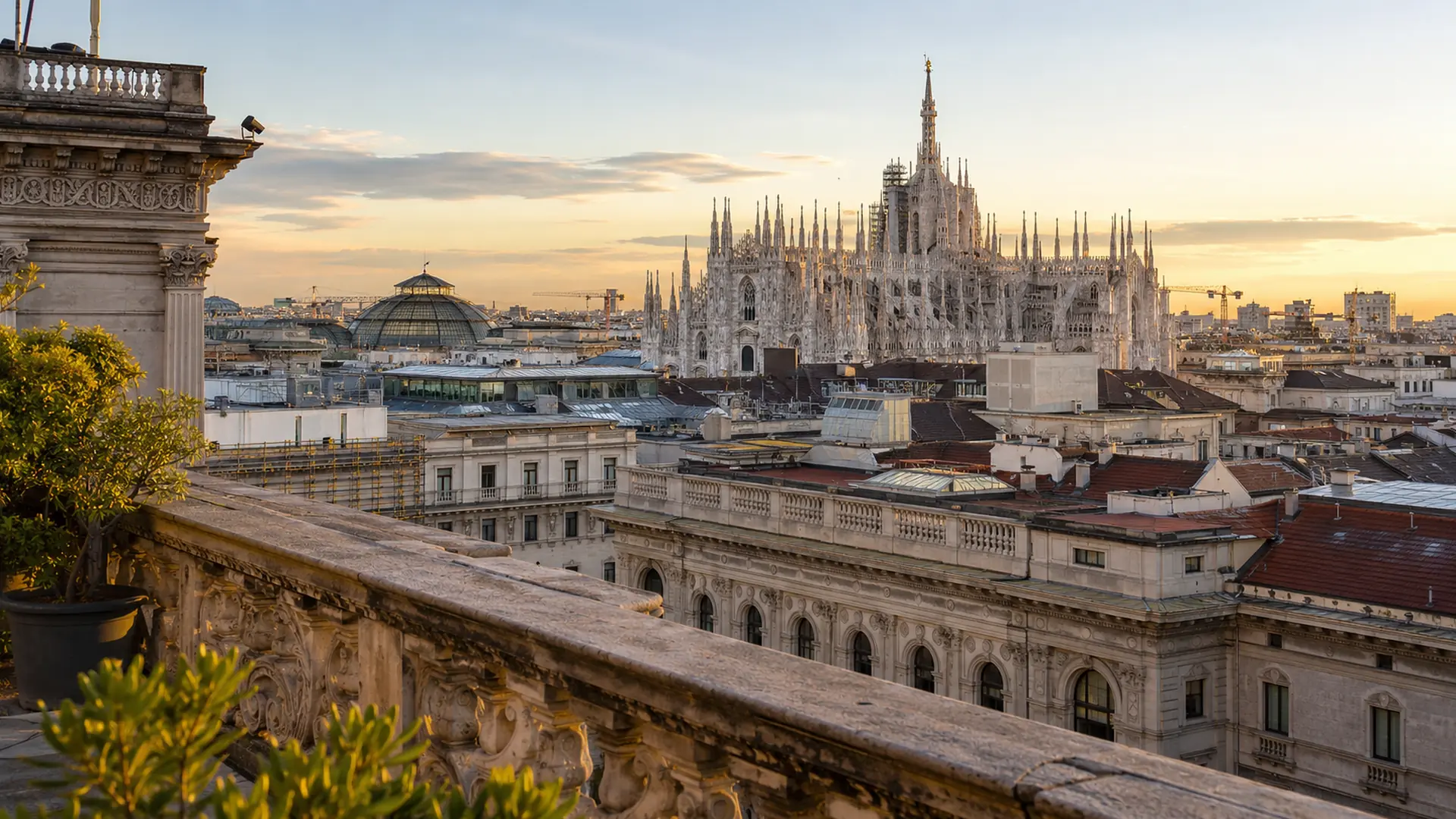 Elegant Milan terrace with historic architecture