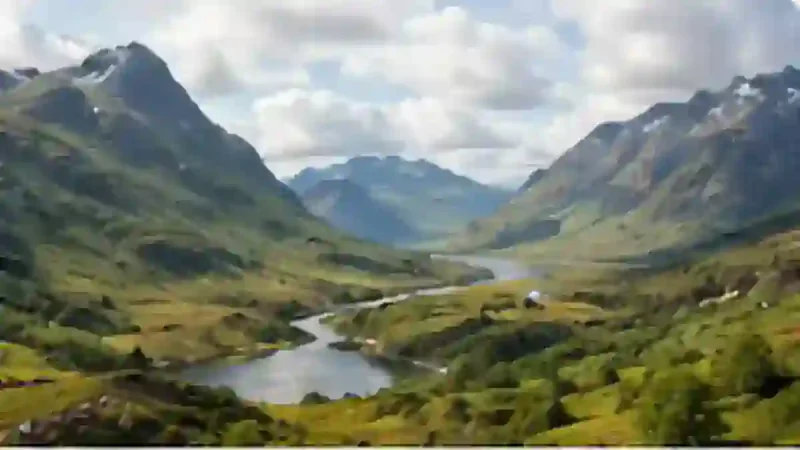 Mountain valley and river in the Scottish Highlands