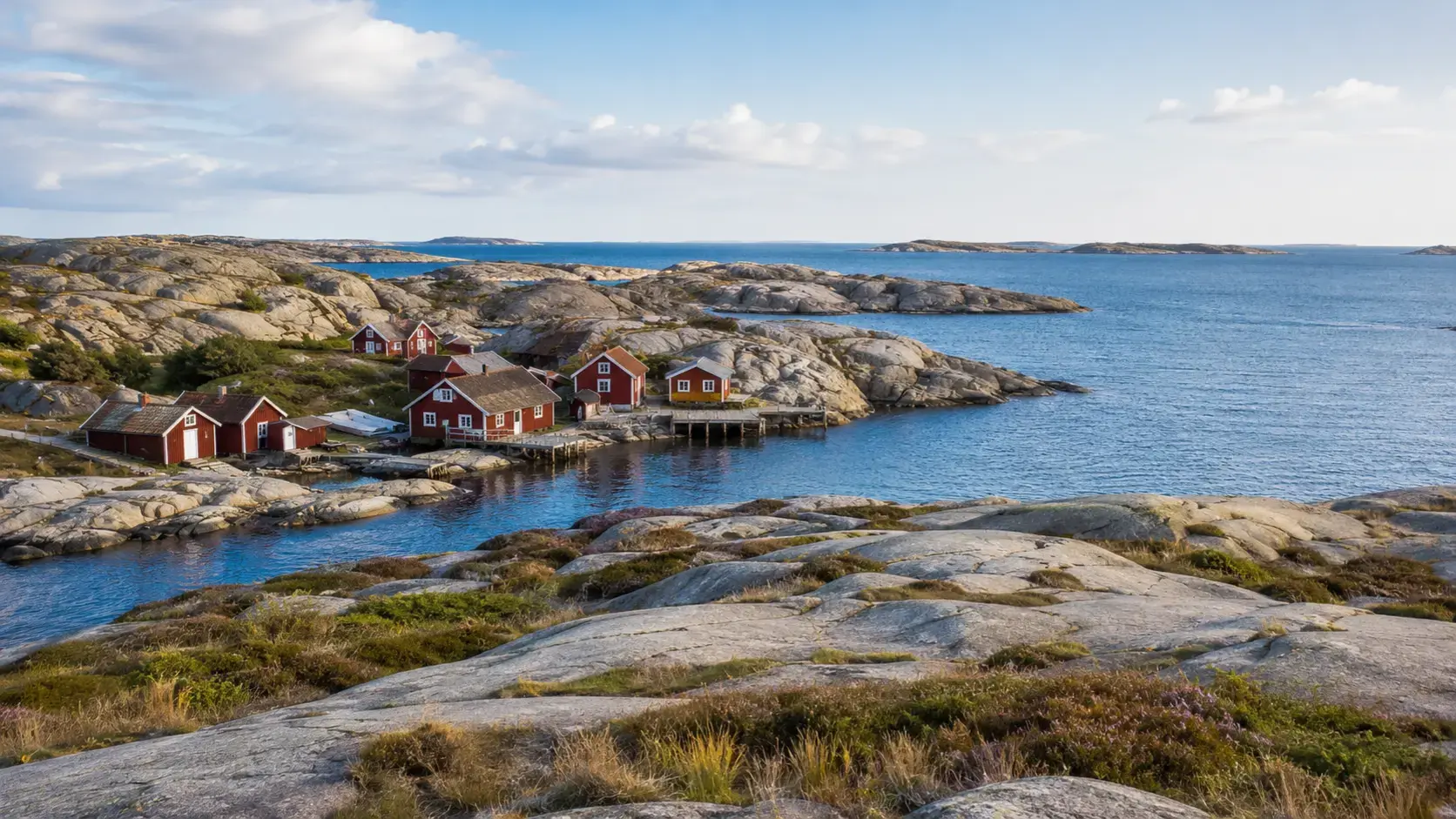 Granite islands and red boathouses on Sweden’s west coast