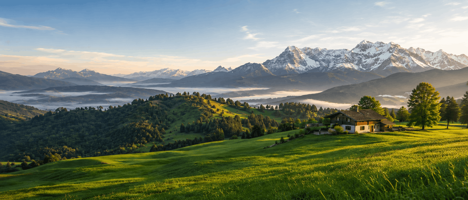 Berglandschaft und Wiese in Süddeutschland