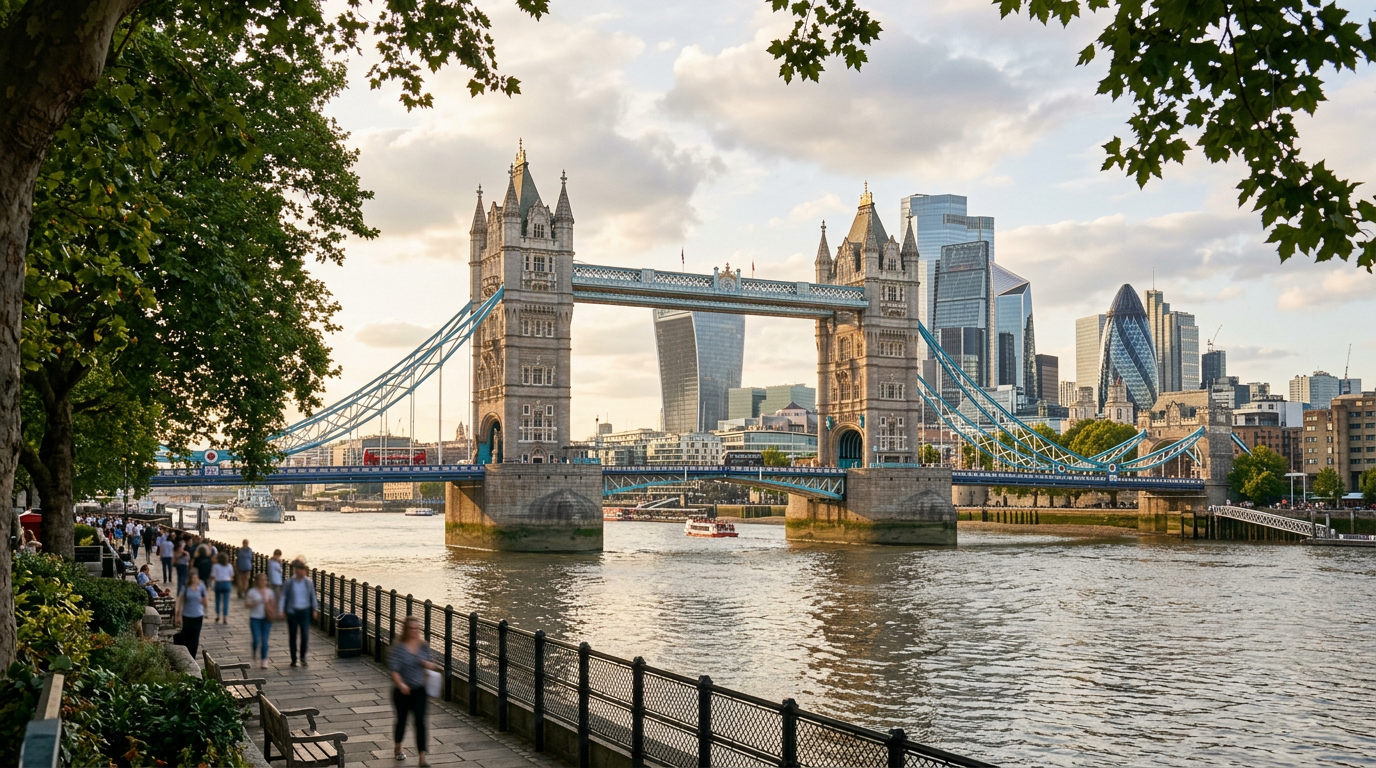 AI-generated travel illustration inspired by London, England