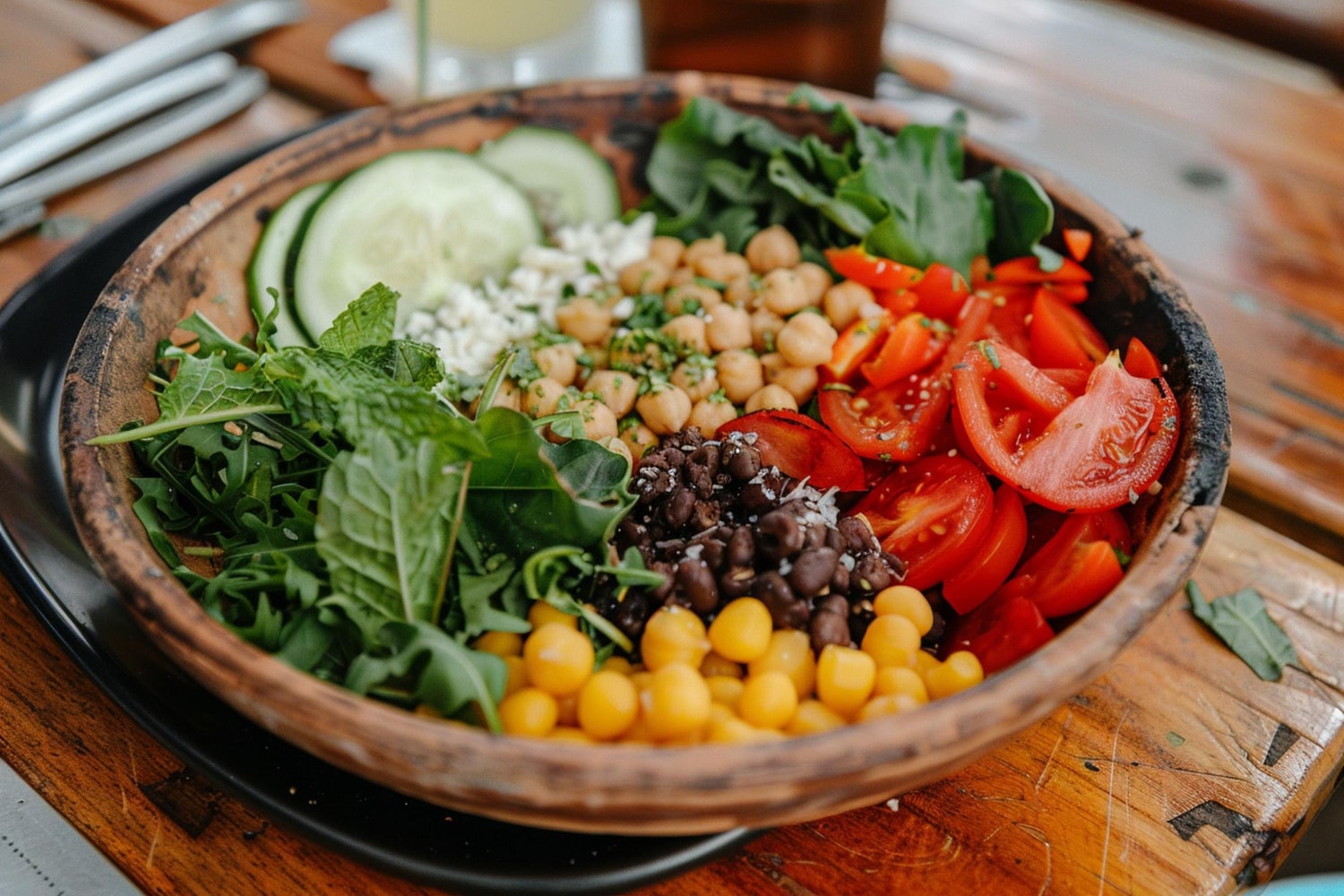 vegan food in Dortmund, vegan lifestyle, bowl, vegetables, table, restaurant