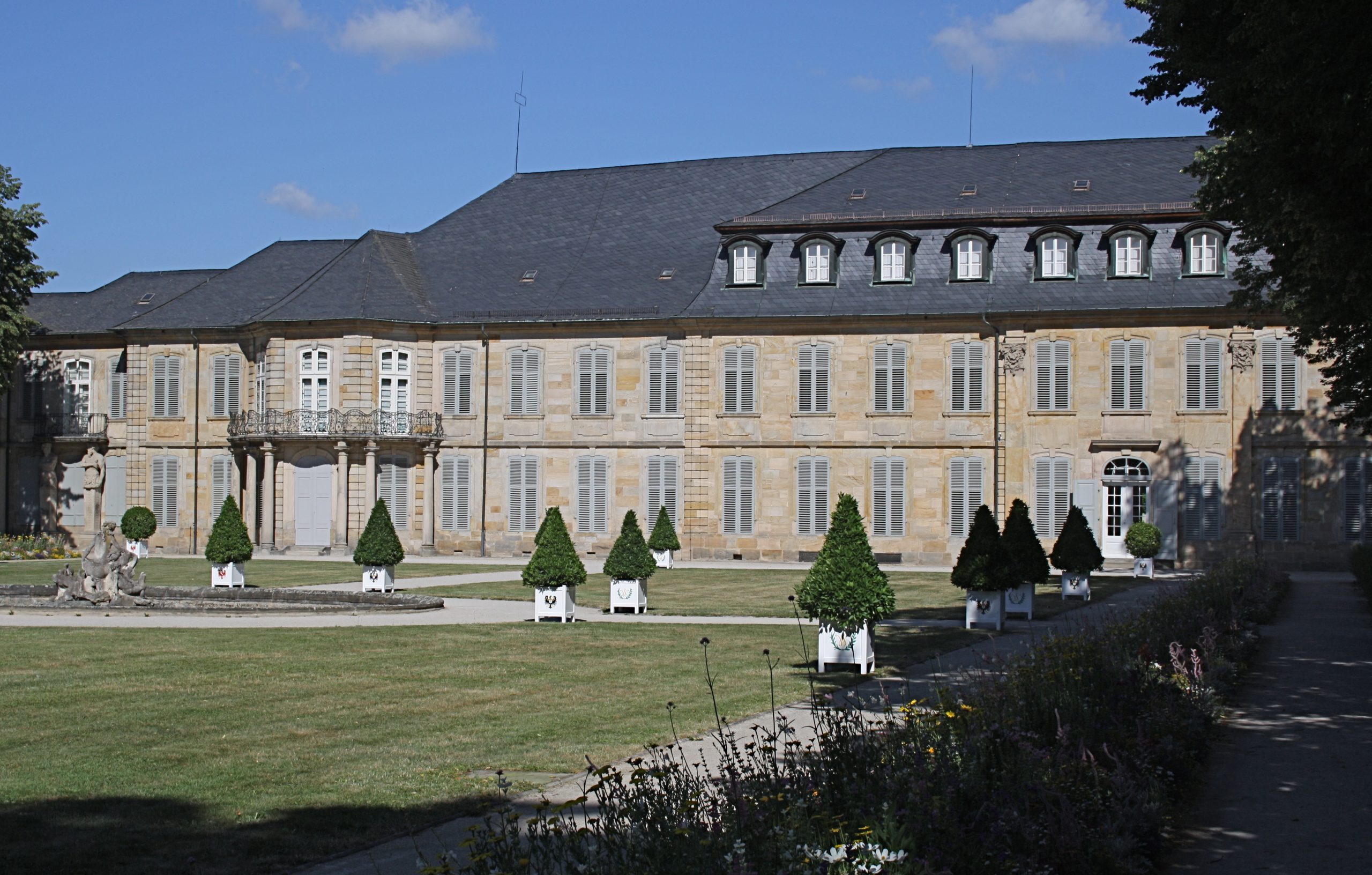 South wing of the Neues Schloss in Bayreuth with its garden courtyard